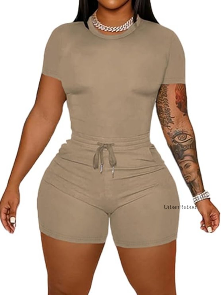 Women's 2 Piece Outfit Biker Short Set Workout Tank Top & Shorts